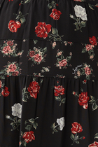 Rose Print Tiered Maxi Skirt